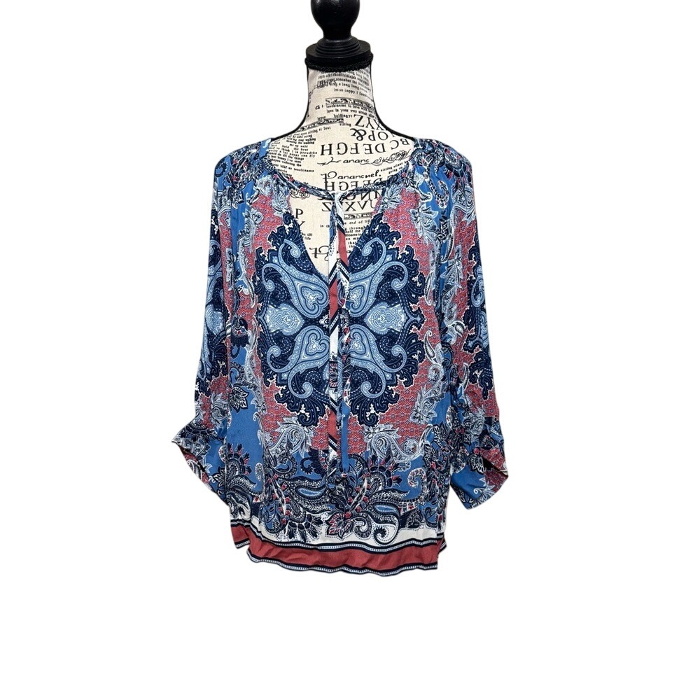 Karen Kane Blue and Pink‎ Paisley Blouse